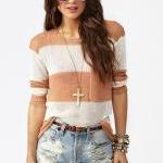 Orange Stripe Women Knitting Sweater S/M/L VF0010o